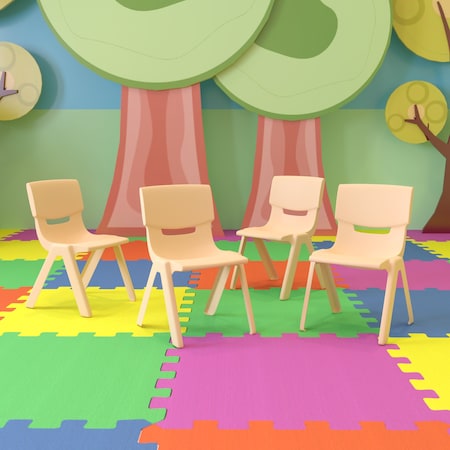 Flash Furniture Natural Plastic Stackable School Chair with 12'' Seat Height, PK4 4-YU-YCX4-001-NAT-GG